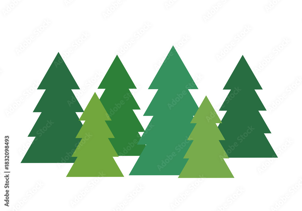 Obraz premium Christmas trees card. Spruce forest. PNG illustration on transparent background