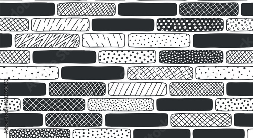 A collection of textured wall patterns in black and white minimalist vector style, suitable for interior design and graphic projects