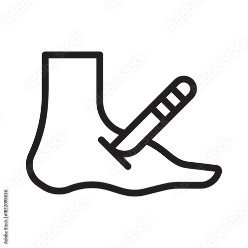 Foot injection vector icon medical treatment plantar fasciitis pain relief podiatry therapy heel spur healthcare bone