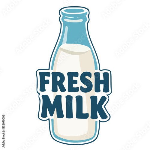 Fresh Milk Bottle Logo Design Vector Illustration
