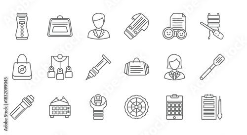 Vector icons set of business and medical outline style design