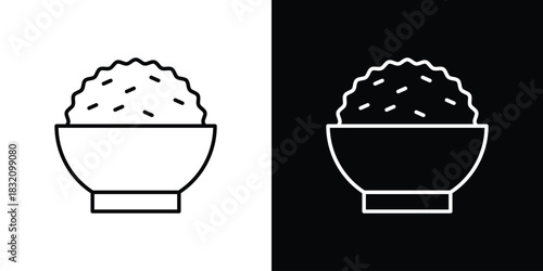 Rice bowl icon design element. Linear style vectors