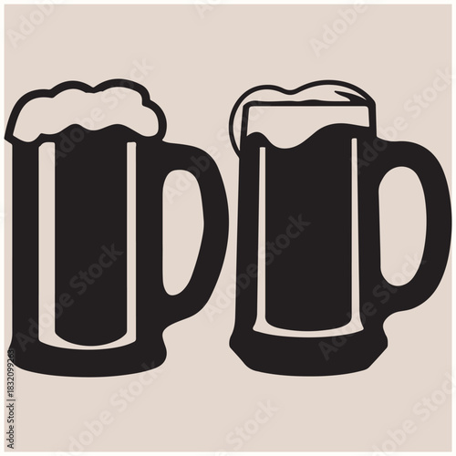 mug of beer with foam silhouette