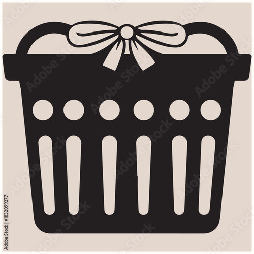 Stylish E-commerce Shopping Basket with Bow Silhouette, Shopping