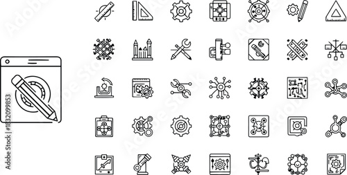 Detailed illustration of various scientific and musical instruments rendered in a vibrant multi color vector graphic