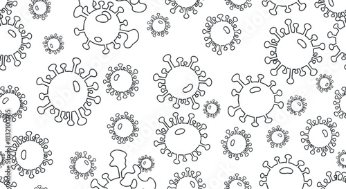 A collection of virus icons in outline style, suitable for medical illustrations and healthcare graphics