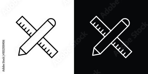 School supplies icon design element. Linear style vectors