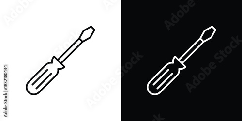 Screwdriver icon design element. Linear style vectors