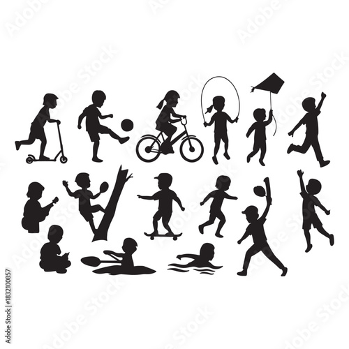 Children Playing and Sports Silhouette Collection vector