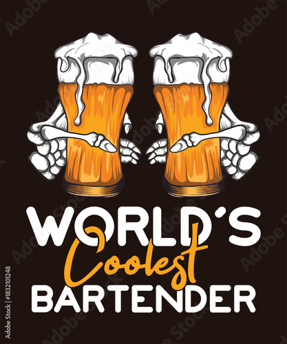 World's coolest bartender skeletal beer mugs holding drinks skeleton fingers