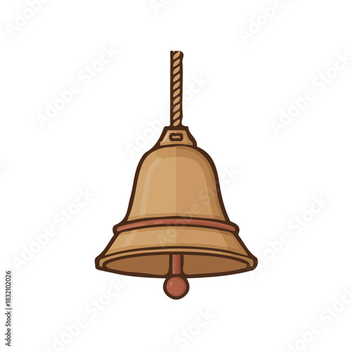 Clipart set, Attractive Minimalist illustration, simple illustration with EPS format design of a wooden bell decoration isolated on white and transparent background, Christmas design