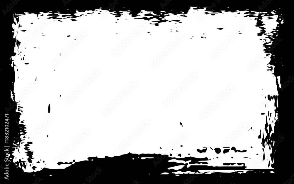 Fototapeta premium Grunge border vector texture background. Abstract frame overlay. Dirty and damaged backdrop. Vector graphic illustration with transparent white. 