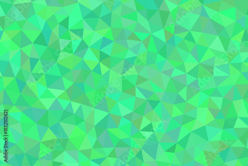 Abstract green low poly background pattern featuring a vibrant mosaic of interconnected, randomly sized geometric triangles