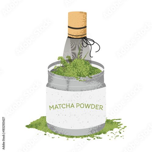 Chasen Bamboo Whisk Mixing Matcha Powder in Jar