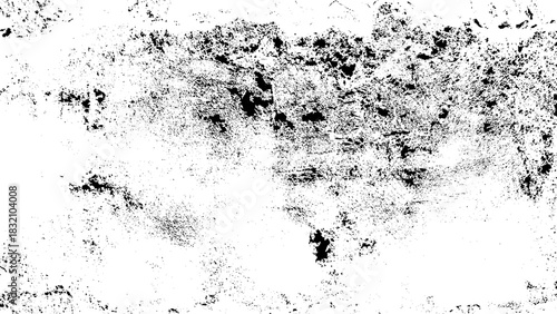 Black and White background. Abstract monochrome surface pattern of cracks, chips, scratches, stains, scuffs. Grunge black and white Texture. Dark messy dust overlay distressed background