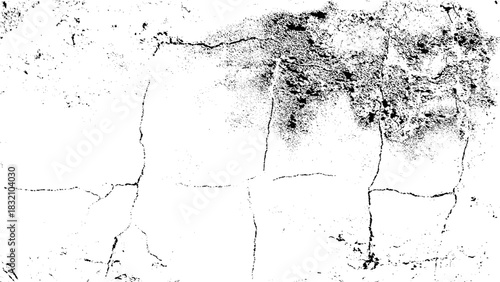 Grunge background black and white. Texture of chips, cracks, scratches, scuffs, dust, dirt .Vector pattern of cracks, chips, scuffs. Abstract vintage surface. 