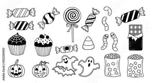 Halloween candy vector illustration spooky sweets clip art