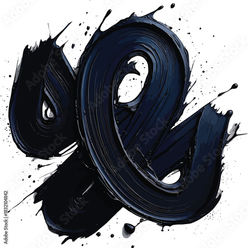 Abstract oil paint stroke design on white background modern art