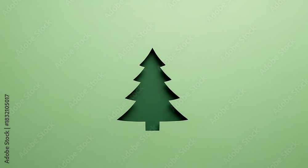 Fototapeta premium Festive green christmas tree shape paper cutout design background