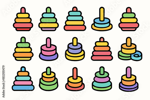 Colorful stacking rings: fun and educational toy design