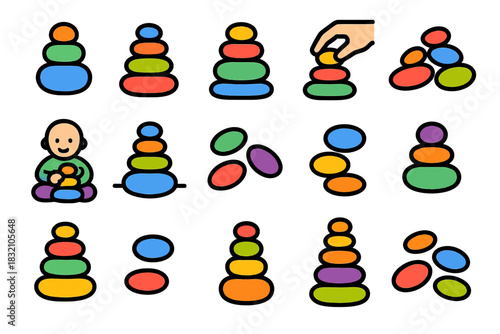 Colorful stacking toys for children's development and fun