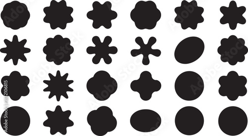 Black abstract organic shapes and blobs collection form