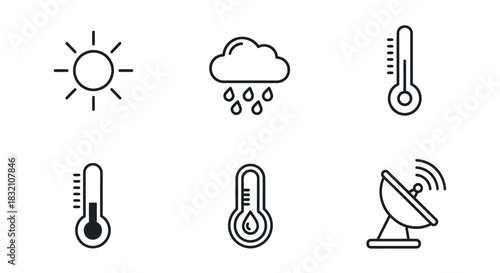 Weather forecast icons set vector illustration line design