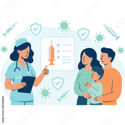 Family Vaccination Info illustration vector