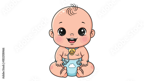 A cute smiling baby cartoon character illustration.