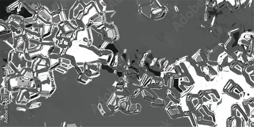 Abstract grayscale organic shapes with bold black outlines and a dark gray background, resembling cellular structures or topographical maps for science and art Keywords: abstract, grayscale