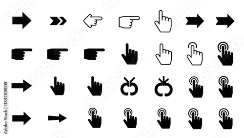 Collection of cursor, arrow, and touch pointer icons