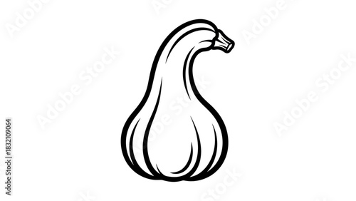 Stylized black and white outline drawing of a gourd.