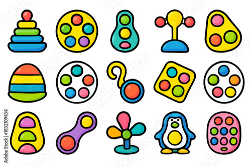 Colorful assortment of pop it toys for sensory play and fun