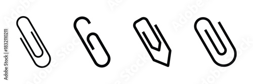 Paperclip icon isolated on white background, office paperclip, school supplies, stationery element for fastening documents, page clamp, office concept, paper holder for fastening