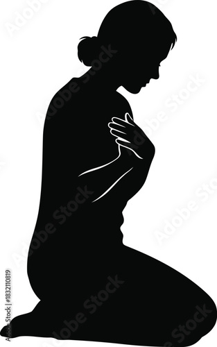 Woman praying silhouette