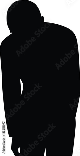 Silhouette of a man with head drooping