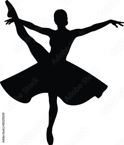 Ballet dancer silhouette graceful pose