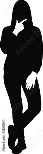Silhouette woman pensive pose