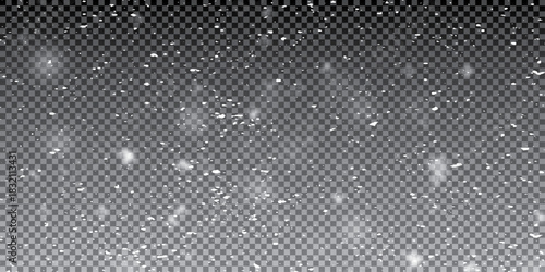 Christmas snowflakes on a transparent background. Snow flakes, snow background. Heavy snowfall, snowflakes in different shapes and forms.