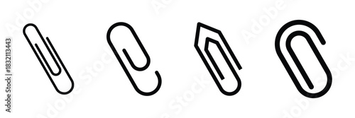 Paper clip icon set. Vector illustration isolated on white background.