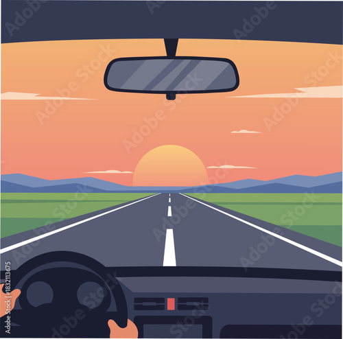 Sunset Drive on the Open Road