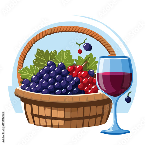 grape and wine glas 