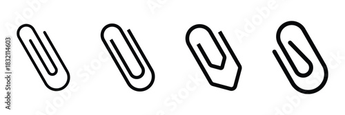 Paper clip icon. Simple outline style. Paperclip, attach, document clip, staple, fastener, page clamp, office concept. Thin line symbol. Vector isolated on white background.