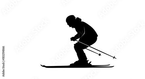 Skiing silhouette vector image ski sport downhill ski design