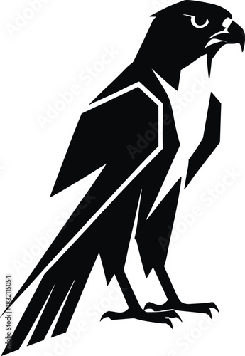 Powerful standing eagle silhouette vector illustration of aggressive bird of prey for modern logo branding and wildlife design