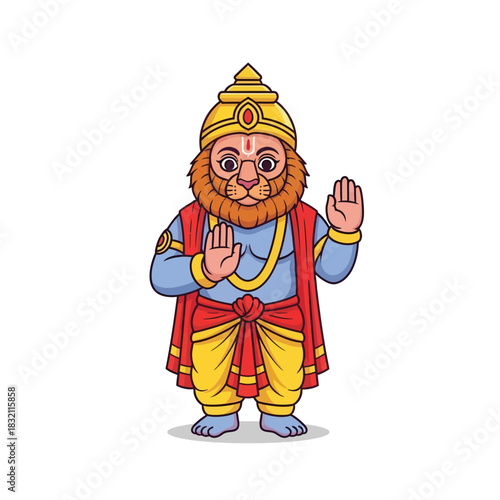 Hanuman deity in traditional Hindu attire offering blessings with open hands a symbol of courage devotion and strength for spiritual designs