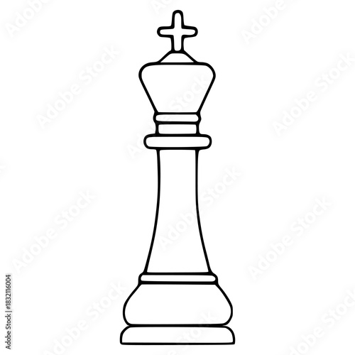 Minimalist outline vector illustration of a chess king piece with a cross finial.