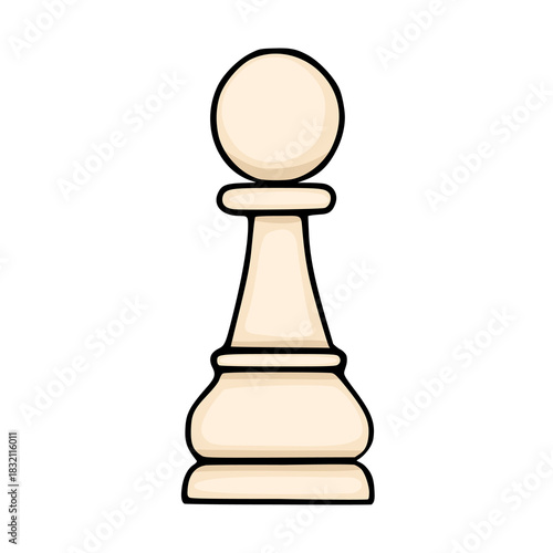 A clean, simple vector illustration of a single white chess pawn with a black outline and subtle shading.