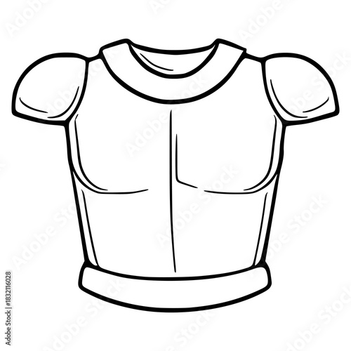 A simple, clean vector illustration of a knight's chest plate with shoulder pauldrons, depicted in black outline on a white background, suitable for graphic design and iconographic use.