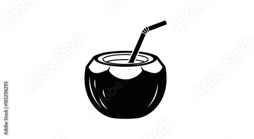 Coconut drink vector illustration tropical fresh summer icon art